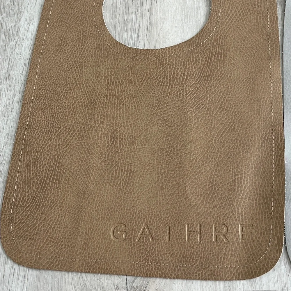 GATHRE Vegan Leather Baby Bib Snap Gray Brown Infant Toddler Quiet Luxury Bundle